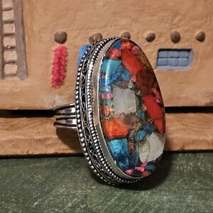 Spiny Oyster Turquoise Ring - Brings luck, peace and protection